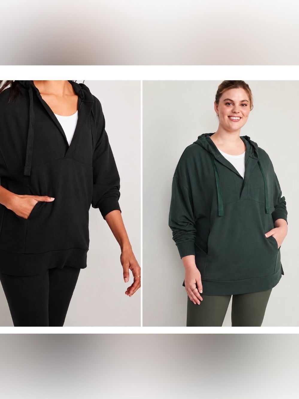 Old Navy Soft Bouncy Fleece Pullover Hoodie Lot 2 Womens Medium Black Green NWT